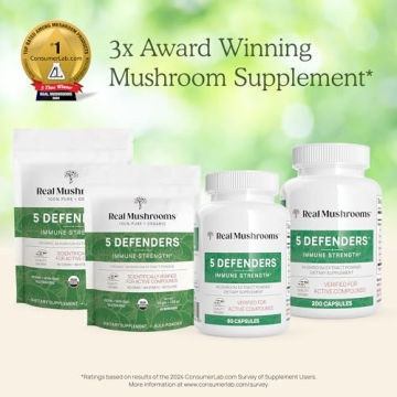 Real Mushrooms 5 Defenders Capsules - Organic Mushroom Extract