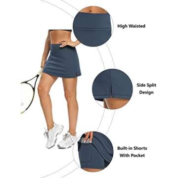 LouKeith Tennis Skirts for Women Golf Athletic Activewear Skorts Mini Summer Workout Running Shorts with Pockets Navy XS