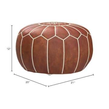proudcrafts Moroccan Handmade Pouf Real Leather tan unstuffed
