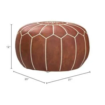 proudcrafts Moroccan Handmade Pouf Real Leather tan unstuffed