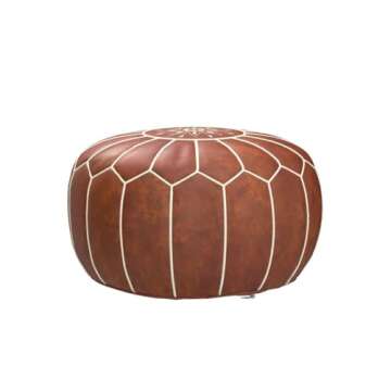 proudcrafts Moroccan Handmade Pouf Real Leather tan unstuffed