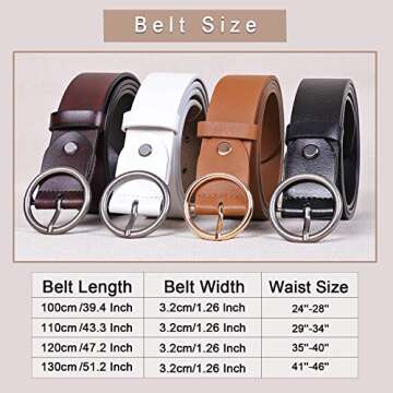 SUOSDEY Women Leather Designer Belts for Dresses Jeans With Fashion Round Buckle Orange Color