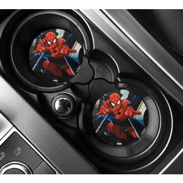 Rawan Car Cup Holder Coaster, 2PCS Spiderman Car Coasters for Cup holder Universal Auto Anti Slip In...