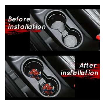 Rawan Car Cup Holder Coaster, 2PCS Spiderman Car Coasters for Cup holder Universal Auto Anti Slip Insert Coaster Car Assecories for Women Men,Cute Car Interior Accessories (A) (C) (A)