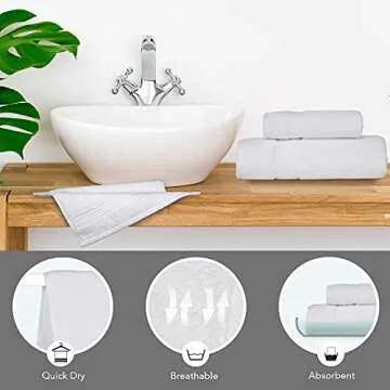 NOVA Luxury Linen - Hotel Quality Turkish Towel Set for Bathroom (6 Pcs Towel Set, Pure White)