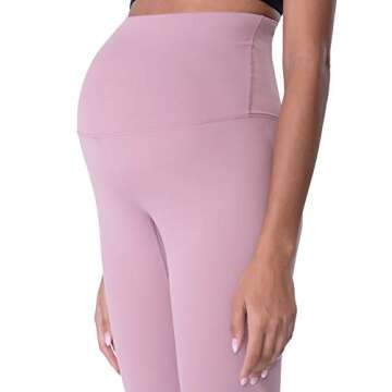 POSHDIVAH Women's Maternity Leggings Over The Belly Pregnancy Yoga Pants Active Wear Workout Leggings Pink Medium