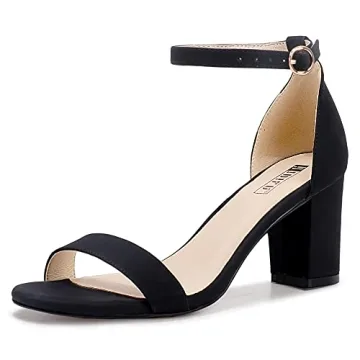 IDIFU Black Heels for Women - Elegant 3 Inch Chunky Sandals for Weddings