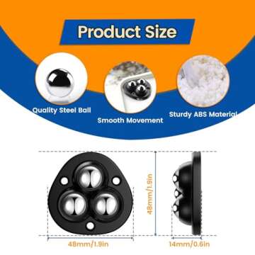 Self Adhesive Caster Wheels, Appliance Rollers for Kitchen Appliances, 360° Swivel Universal Wheel ...