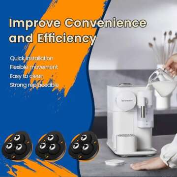 Self Adhesive Caster Wheels, Appliance Rollers for Kitchen Appliances, 360° Swivel Universal Wheel Mini Ball Transfer Roller for Storage Box, Small Furniture (with 3 Ball Bearings, Black, 8 PCS)