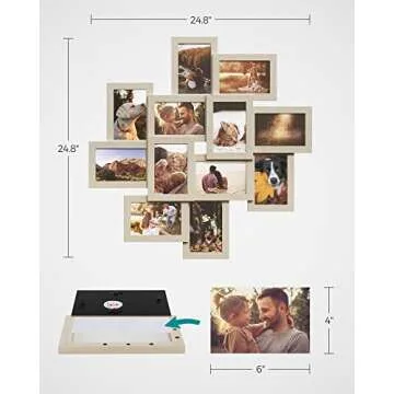 SONGMICS 4x6 Collage Picture Frames, 12-Pack Picture Frames Collage for Wall Decor, Photo Collage Frame, Multi Picture Frame Set with Glass Front, Assembly Required, Natural Beige