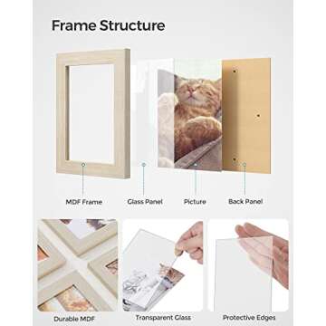 SONGMICS 4x6 Collage Picture Frames, 12-Pack Picture Frames Collage for Wall Decor, Photo Collage Frame, Multi Picture Frame Set with Glass Front, Assembly Required, Natural Beige
