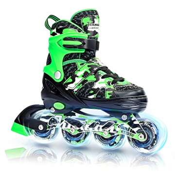 Kuxuan Skates Adjustable Inline Skates for Kids and Youth with Full Light Up Wheels Camo Outdoor Fun...