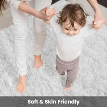 Terrug Fluffy Runner Rug for Bedroom Living Room, 2x6 White Area Rug Washable Shag Carpet, Super Soft Fuzzy Plush Non-Slip Cute Kids Rug for Nursery Hallway Bedside College Dorm Kids Room Decor