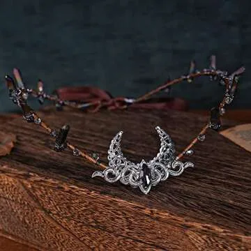 MOSTORY Silver Moon Tiara - Elegant Medieval Crown