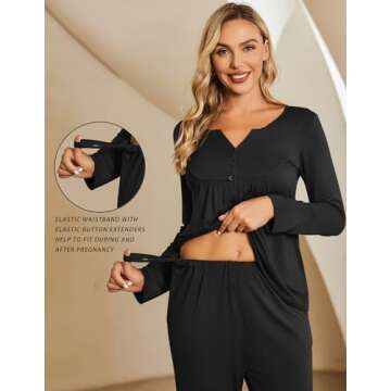 Ekouaer Maternity Nursing Pajama Sets - Labor Delivery and Breastfeeding Sleepwear
