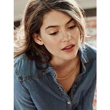 POTESSA 18k Gold Snake Chain Choker Necklace for Women Flat Herringbone Chain Fashion Stainless Steel Necklaces Simple Jewelry Christmas Gifts for Her