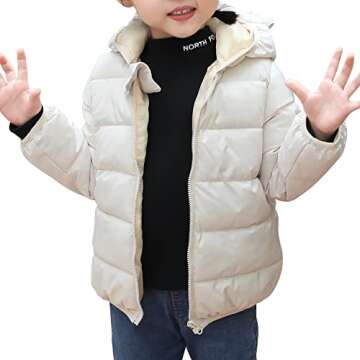 Winter Down Coats for Kids Lightweight Bear Hooded Jacket