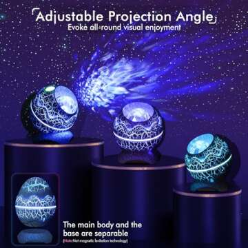 Rossetta Galaxy Projector, Star Projector LED Lights for Bedroom, 14 Colors LED Night Light with White Noise and Bluetooth Speaker, Kids Adults Room Decor Aesthetic, Gifts for Christmas, Birthdays