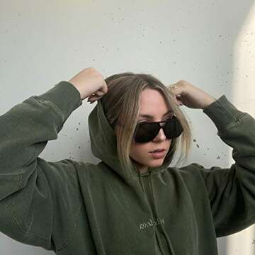 GLINDAR Men's, Women's Polarized Aviator Sunglasses Vintage Square Driving Glasses (Matte Black Frame / Polarized Green Lens)