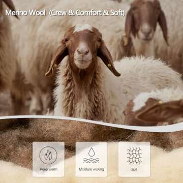 FRESBEIT Merino Wool Socks Men Winter Soft Thick Warm Socks for Men Cozy Crew Hiking Thermal Socks S...