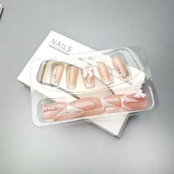 Stylish 24 Pcs White French Tip Press on Nails for Women