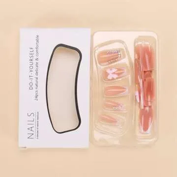Stylish 24 Pcs White French Tip Press on Nails for Women