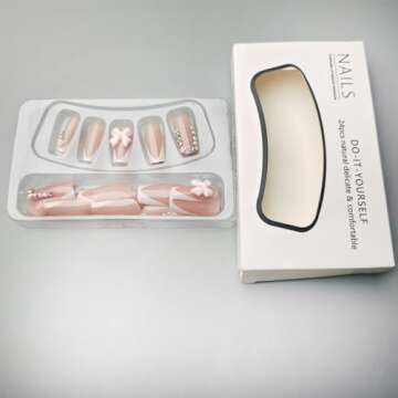 Stylish 24 Pcs White French Tip Press on Nails for Women