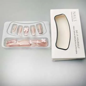 Stylish 24 Pcs White French Tip Press on Nails for Women