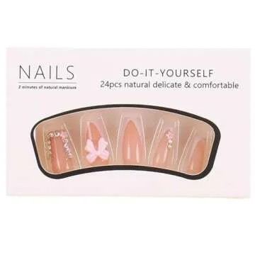 Stylish 24 Pcs White French Tip Press on Nails for Women