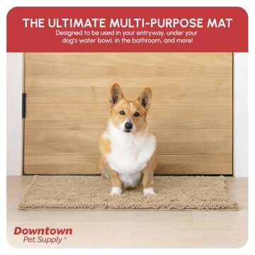 My Doggy Place Microfiber Dog Mat for Muddy Paws, 31" x 20" Oatmeal - Absorbent and Quick-Drying Dog Paw Cleaning Mat, Washer and Dryer Safe - Non-Slip Rubber Backed Dog Floor Mat, Medium