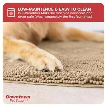 My Doggy Place Microfiber Dog Mat for Muddy Paws, 31" x 20" Oatmeal - Absorbent and Quick-Drying Dog Paw Cleaning Mat, Washer and Dryer Safe - Non-Slip Rubber Backed Dog Floor Mat, Medium