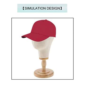 F Fityle 21'' Hair Wigs Extension Making Hats Caps Display Canvas Cork Block Mannequin Head Model + Detachable Wood Stand