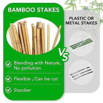 SWANGSA 40 Pack 4 Feet Bamboo Stakes for Plant, Bamboo Sticks Plant Support Garden Stakes Poles with...