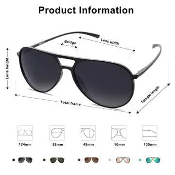 SOJOS Classic Polarized Ultra Lightweight Flexible Men Women Sunglasses JOURNEY SJ2065 with Matt Black Frame/Gradient Grey Lens