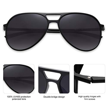 SOJOS Classic Polarized Ultra Lightweight Flexible Men Women Sunglasses JOURNEY SJ2065 with Matt Black Frame/Gradient Grey Lens