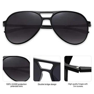 SOJOS Classic Polarized Ultra Lightweight Flexible Men Women Sunglasses JOURNEY SJ2065 with Matt Black Frame/Gradient Grey Lens