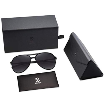 SOJOS Classic Polarized Ultra Lightweight Flexible Men Women Sunglasses JOURNEY SJ2065 with Matt Black Frame/Gradient Grey Lens