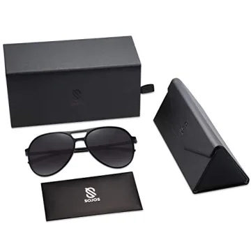 SOJOS Classic Polarized Ultra Lightweight Flexible Men Women Sunglasses JOURNEY SJ2065 with Matt Black Frame/Gradient Grey Lens