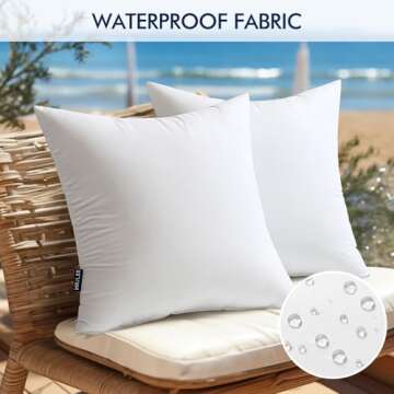MIULEE Waterproof Outdoor Pillow Inserts - Pack of 2 18x18