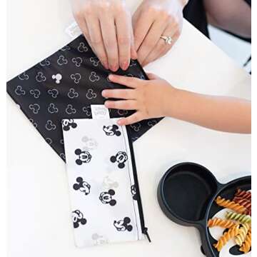 Bumkins Disney Reusable Sandwich and Snack Bags, for Kids School Lunch and for Adults Portion, Washa...