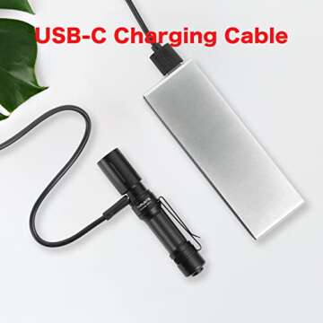 ThruNite EDC Flashlight Archer Mini, 405 Lumens Tail Switch LED Flashlight, USB C Rechargeable Little Pocket Penlight for Camping, Outdoor, and Emergency - Cool White