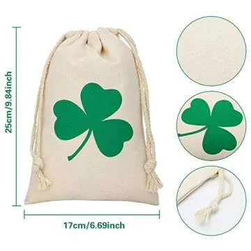 Gejoy 200 PCS St. Patrick's Day Shamrock Coins 3-Leaf Clover Good Luck Coins Green and Gold Plastic Table Sprinkles with Shamrocks Drawstring Bag for Party Supplies