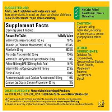 Nature Made Super B Complex with Vitamin C and Folic Acid, Dietary Supplement for Cellular Energy Support, 60 Tablets, 60 Day Supply