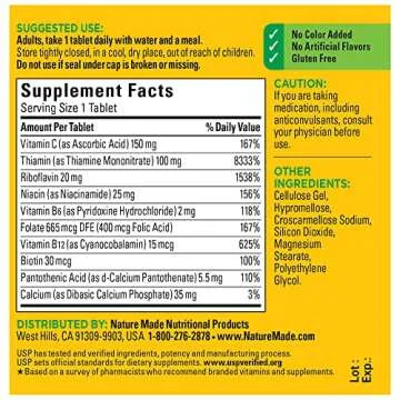 Nature Made Super B Complex with Vitamin C and Folic Acid, Dietary Supplement for Cellular Energy Support, 60 Tablets, 60 Day Supply