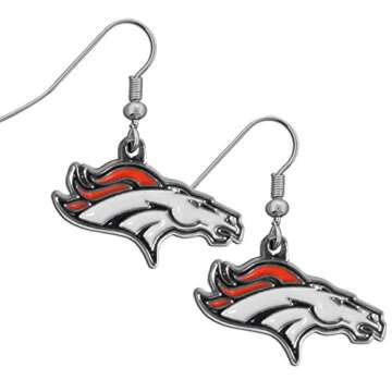 NFL Siskiyou Sports Womens Denver Broncos Dangle Earrings and Charm Bangle Bracelet Set One Size Tea...