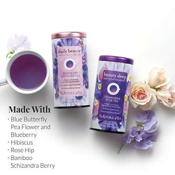 The Republic of Tea Beautifying Botanicals® Daily Beauty Blueberry Lavender Herbal Tea Bags(36 count)