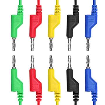 Sumnacon 5pcs Banana to Banana Plug Test Lead Set, 4mm Stackable Banana Plug Wire Test Cable Lead for Multimeter, Electrical Test Wire 1000V/15A