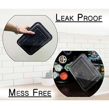 New Century, 50-Pack [32 oz] 1-Compartment Food Container - Rectangular Meal Prep Bento with Lid - Portable Lunch Box - Stackable - BPA Free - Freezer/Microwave/Dishwasher Safe - Reusable Storage