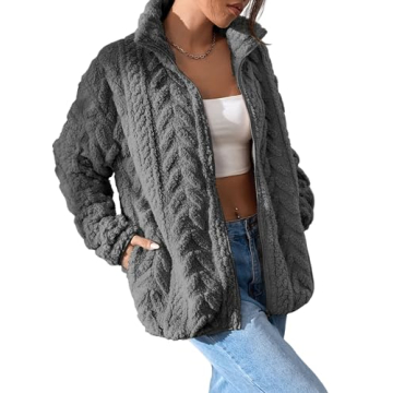 Fleece Warm Jacket for Women - Casual Zip Up Style