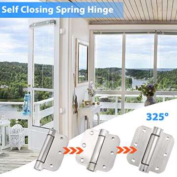Qkenvo 3.5 Inch Adjustable Self-Closing Door Hinges